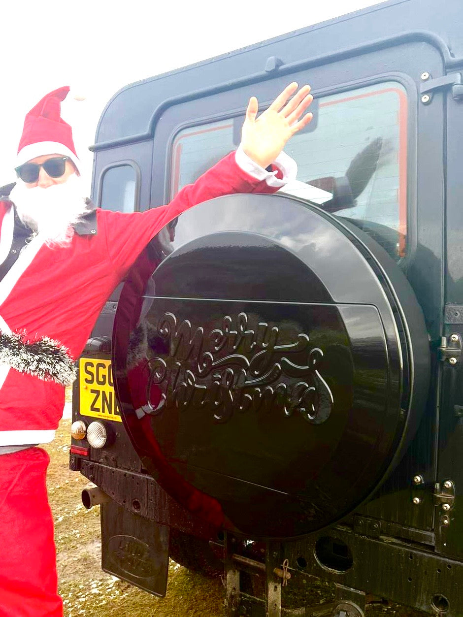 C Mould - Embossed Spare Wheel Cover Merry Christmas - Gloss or Satin